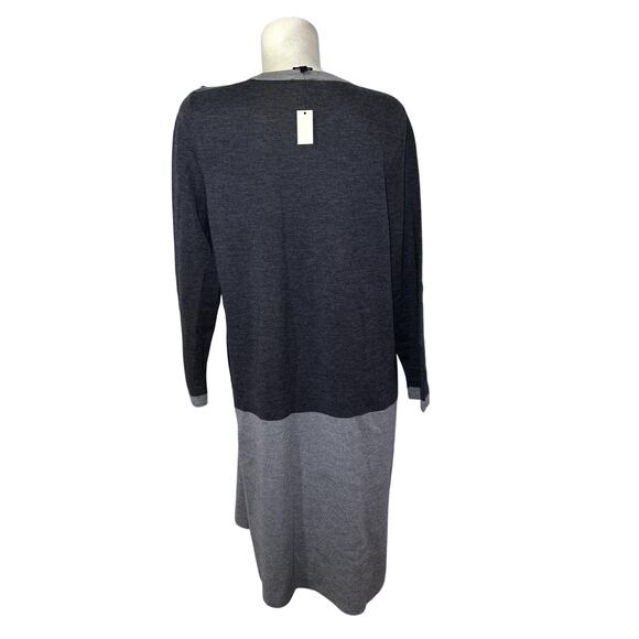 New TALBOTS Plus Size 2X 2-tone Gray Pure Merino Wool LS Sweater Dress Office - Picture 5 of 9